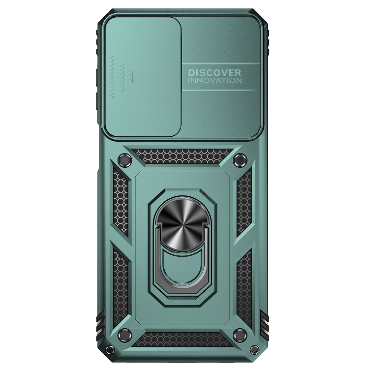 For Samsung Galaxy M33 Sliding Camshield Holder Phone Case(Dark Green) by buy2fix