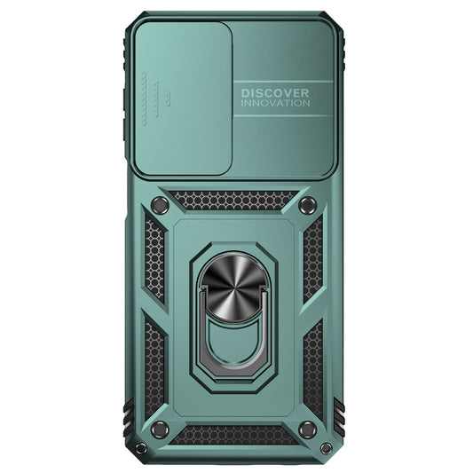 For Samsung Galaxy M33 Sliding Camshield Holder Phone Case(Dark Green) by buy2fix