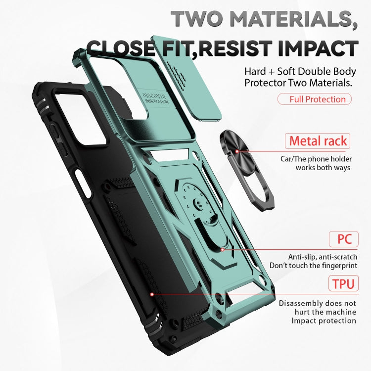 For Samsung Galaxy M33 Sliding Camshield Holder Phone Case(Dark Green) by buy2fix