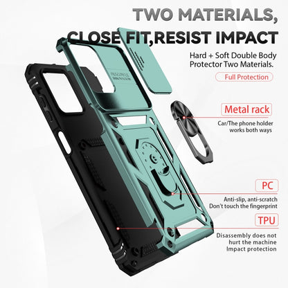 For Samsung Galaxy M33 Sliding Camshield Holder Phone Case(Dark Green) by buy2fix