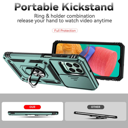 For Samsung Galaxy M33 Sliding Camshield Holder Phone Case(Dark Green) by buy2fix