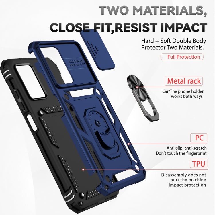 For Xiaomi Redmi Note 11E Sliding Camshield Holder Phone Case(Blue) - Xiaomi Cases by buy2fix | Online Shopping UK | buy2fix