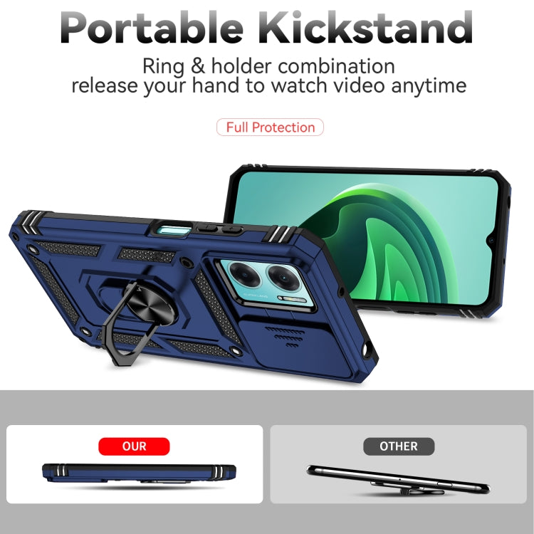 For Xiaomi Redmi Note 11E Sliding Camshield Holder Phone Case(Blue) - Xiaomi Cases by buy2fix | Online Shopping UK | buy2fix