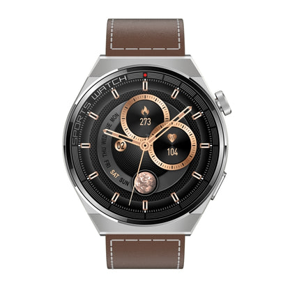 KT62 1.36 inch TFT Round Screen Smart Watch Supports Bluetooth Call/Blood Oxygen Monitoring, Strap:Leather Strap(Silver) by buy2fix