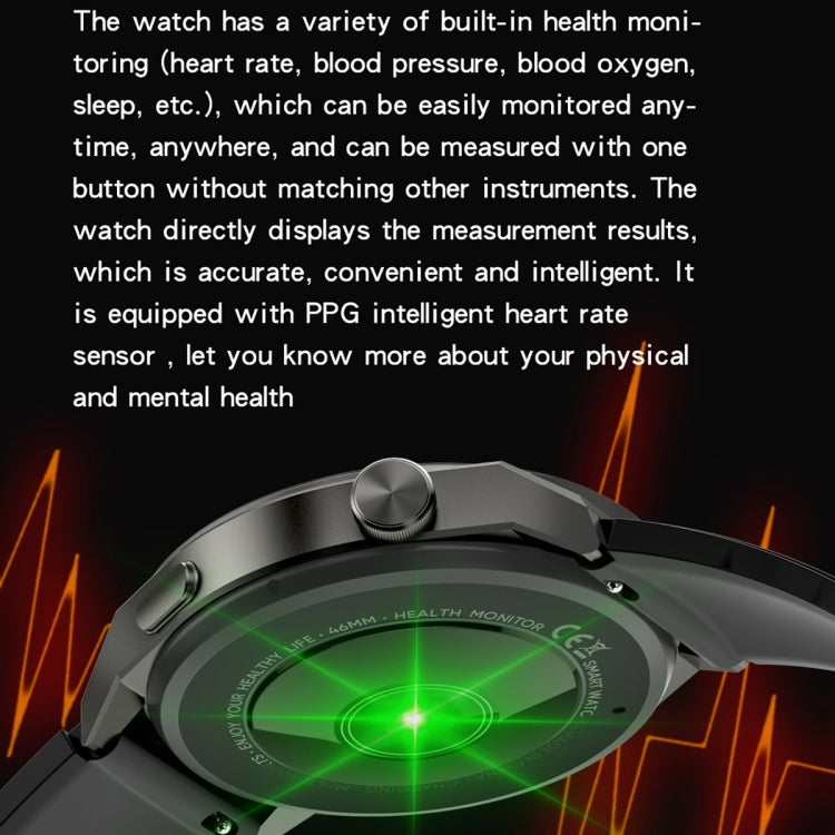 KT62 1.36 inch TFT Round Screen Smart Watch Supports Bluetooth Call/Blood Oxygen Monitoring, Strap:Silicone Strap(Black) by buy2fix