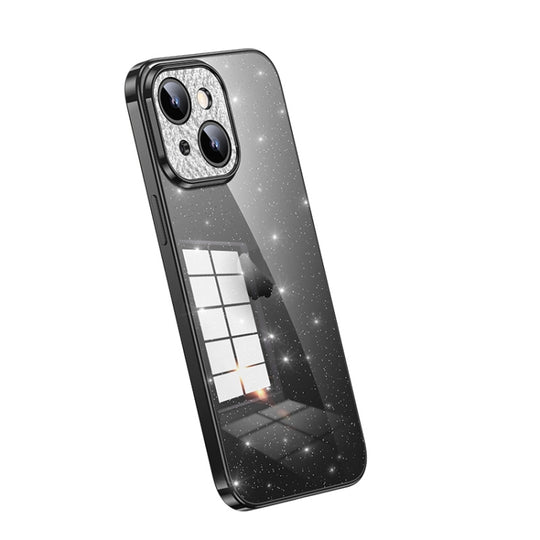 Pour iPhone 13 SULADA Étui de téléphone en TPU transparent pailleté galvanisé (Noir)
