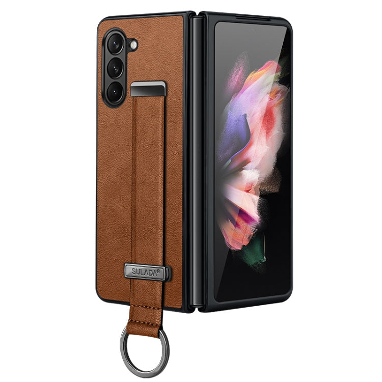 For Samsung Galaxy Z Fold5 SULADA PC Hybrid Leather Texture Skin Feel Shockproof Phone Case(Brown) - Galaxy Z Fold5 Cases by SULADA | Online Shopping UK | buy2fix