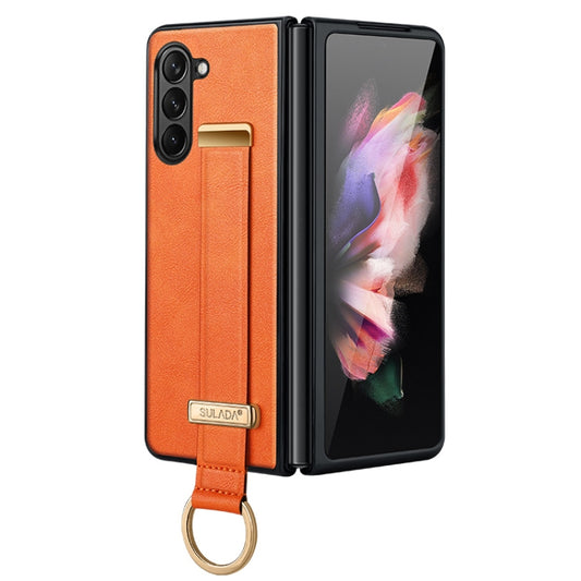 For Samsung Galaxy Z Fold5 SULADA PC Hybrid Leather Texture Skin Feel Shockproof Phone Case(Orange) - Galaxy Z Fold5 Cases by SULADA | Online Shopping UK | buy2fix