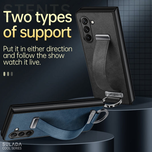 For Samsung Galaxy Z Fold5 SULADA PC Hybrid Leather Texture Skin Feel Shockproof Phone Case(Black) - Galaxy Z Fold5 Cases by SULADA | Online Shopping UK | buy2fix