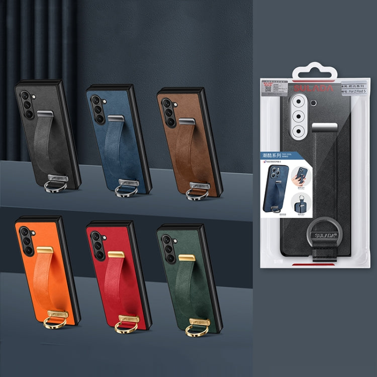 For Samsung Galaxy Z Fold5 SULADA PC Hybrid Leather Texture Skin Feel Shockproof Phone Case(Orange) - Galaxy Z Fold5 Cases by SULADA | Online Shopping UK | buy2fix