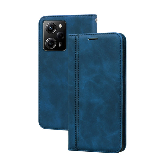 For Xiaomi Redmi Note 12 5G Global/Poco X5 Frosted Business Magnetic Horizontal Flip PU Phone Case(Blue) by buy2fix