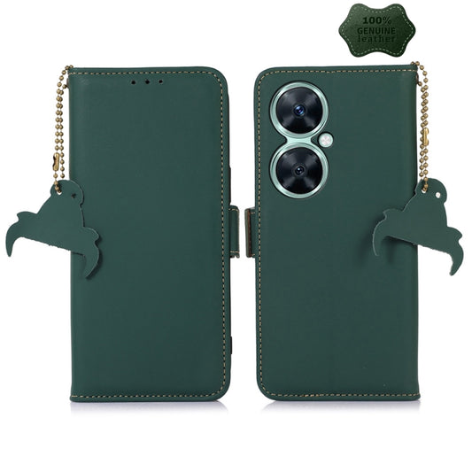 For Huawei Nova 11i / Maimang 20 5G / Enjoy 60 Pro Genuine Leather Magnetic RFID Leather Phone Case(Green) - Huawei Cases by buy2fix | Online Shopping UK | buy2fix