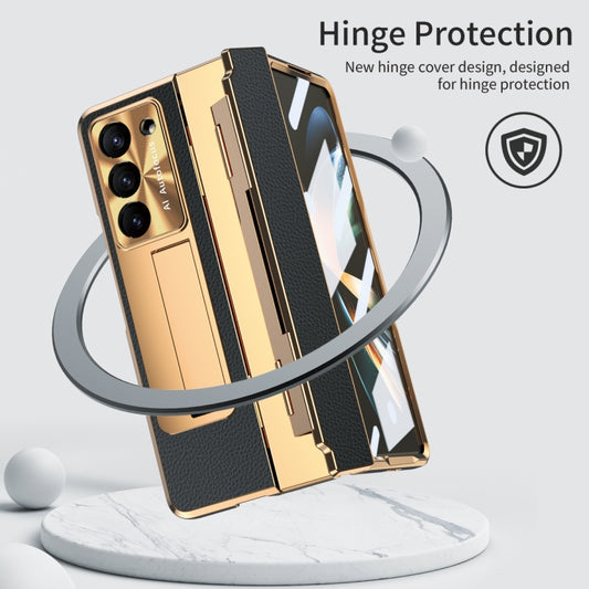 For Samsung Galaxy Z Fold5 5G Integrated Full Coverage Pen Slot Folding Phone Case with Stylus(Gold+Black) - Galaxy Z Fold5 Cases by buy2fix | Online Shopping UK | buy2fix