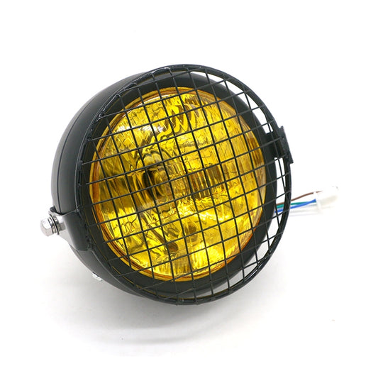 Motorcycle Reticular Retro Lamp LED Headlight Modification Accessories for Halley / Honda CG125 / Suzuki GN125(Yellow)