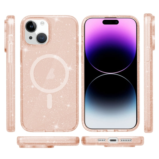 For iPhone 15 Terminator Style Glitter Powder MagSafe Magnetic Phone Case(Gold) - iPhone 15 Cases by buy2fix | Online Shopping UK | buy2fix