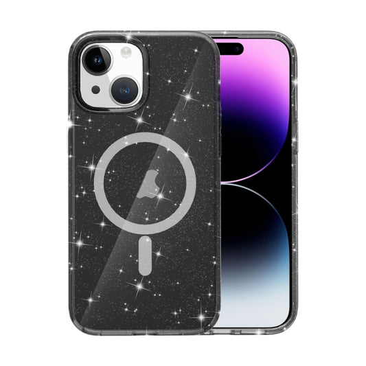 For iPhone 15 Plus Terminator Style Glitter Powder MagSafe Magnetic Phone Case(Black) - iPhone 15 Plus Cases by buy2fix | Online Shopping UK | buy2fix