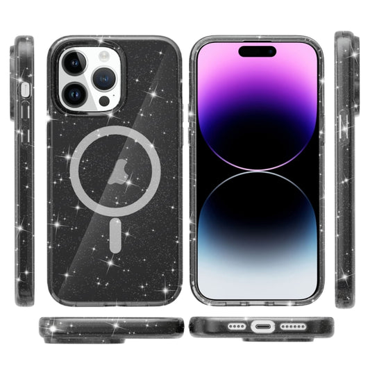 For iPhone 15 Pro Max Terminator Style Glitter Powder MagSafe Magnetic Phone Case(Black) - iPhone 15 Pro Max Cases by buy2fix | Online Shopping UK | buy2fix
