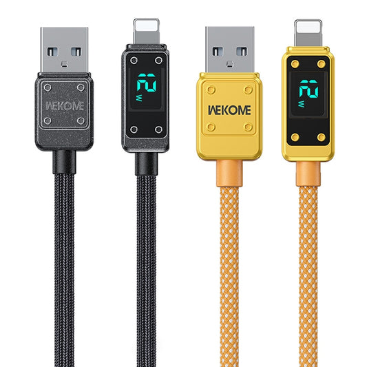 WK WDC-06i 2.4A USB to 8 Pin Digital Display Data Cable, Length: 1m(Yellow) - Normal Style Cable by WK | Online Shopping UK | buy2fix