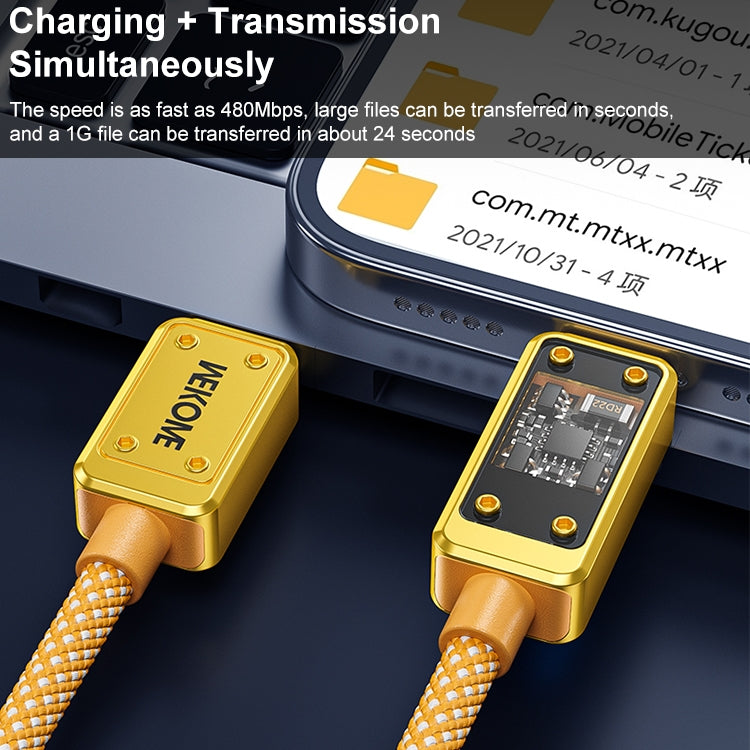 WK WDC-06i 2.4A USB to 8 Pin Digital Display Data Cable, Length: 1m(Yellow) - Normal Style Cable by WK | Online Shopping UK | buy2fix