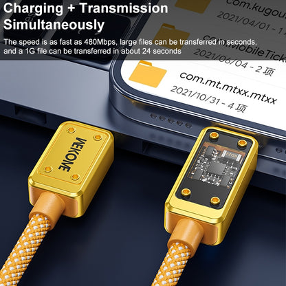 WK WDC-06i 2.4A USB to 8 Pin Digital Display Data Cable, Length: 1m(Yellow) - Normal Style Cable by WK | Online Shopping UK | buy2fix