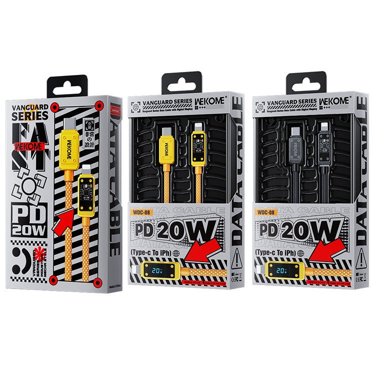WK WDC-08 PD 20W USB-C/Type-C to 8 Pin Digital Display Data Cable, Length: 1m(Yellow) - 2 in 1 Cable by WK | Online Shopping UK | buy2fix