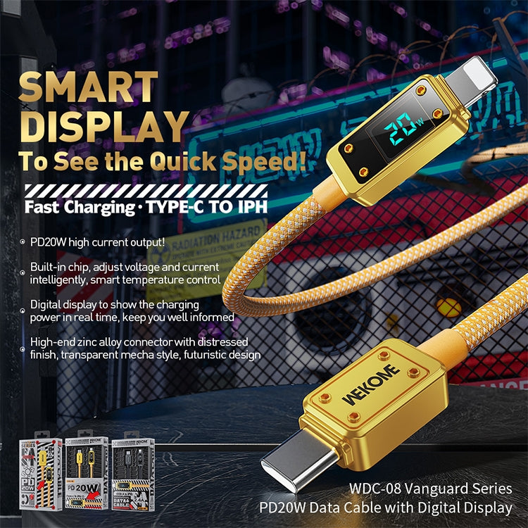 WK WDC-08 PD 20W USB-C/Type-C to 8 Pin Digital Display Data Cable, Length: 1m(Black) - 2 in 1 Cable by WK | Online Shopping UK | buy2fix