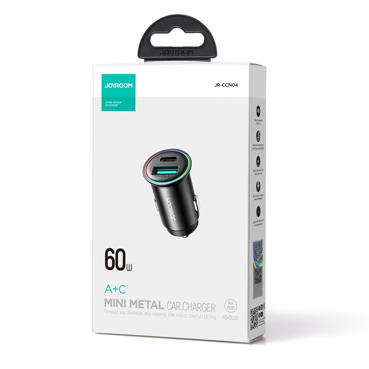 JOYROOM JR-CCN04 60W PD+QC3.0 Mini Metal Car Charger(Black) - Car Charger by JOYROOM | Online Shopping UK | buy2fix
