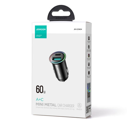 JOYROOM JR-CCN04 60W PD+QC3.0 Mini Metal Car Charger(Black) - Car Charger by JOYROOM | Online Shopping UK | buy2fix
