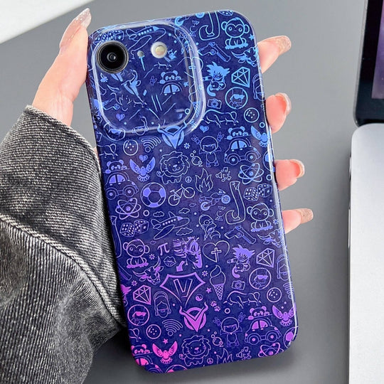 For iPhone SE 2022 / 2020 / 8 / 7 Painted Pattern Precise Hole PC Phone Case(Blue Purple Graffiti)