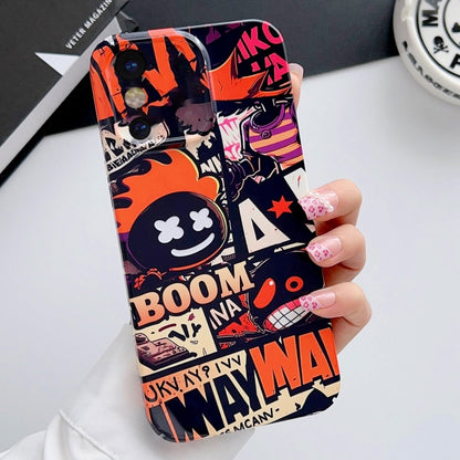 For iPhone X / XS Painted Pattern Precise Hole PC Phone Case(Orange Comics) by buy2fix