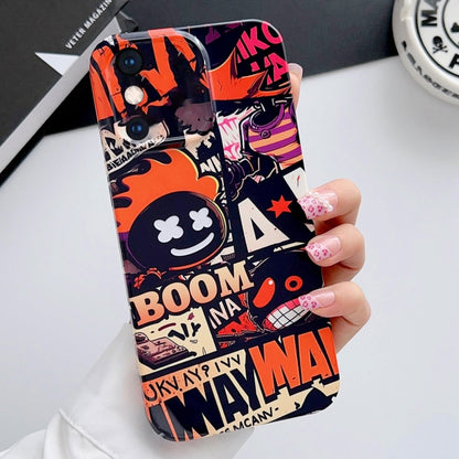 For iPhone XS Max Painted Pattern Precise Hole PC Phone Case(Orange Comics) by buy2fix