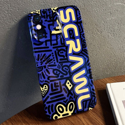 For iPhone XS Max Painted Pattern Precise Hole PC Phone Case(Blue SCR) by buy2fix