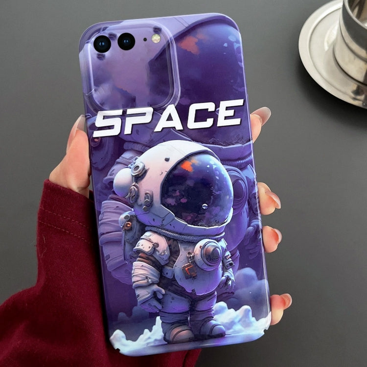 For iPhone 8 Plus / 7 Plus Painted Pattern Precise Hole PC Phone Case(Purple Astronaut) by buy2fix