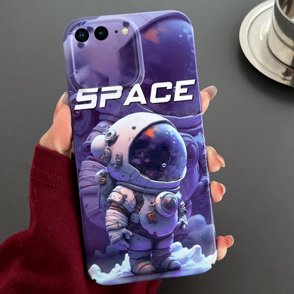 For iPhone 8 Plus / 7 Plus Painted Pattern Precise Hole PC Phone Case(Purple Astronaut) by buy2fix