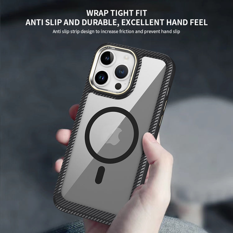 For iPhone 11 Pro Max MagSafe Carbon Fiber Transparent Back Panel Phone Case(Purple) - iPhone 11 Pro Max Cases by buy2fix | Online Shopping UK | buy2fix