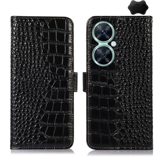 For Huawei Nova 11i / Enjoy 60 Pro /  Crocodile Top Layer Cowhide Leather Phone Case(Black) - Huawei Cases by buy2fix | Online Shopping UK | buy2fix