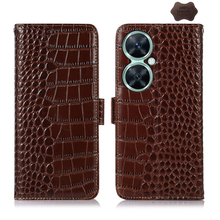 For Huawei Nova 11i / Enjoy 60 Pro /  Crocodile Top Layer Cowhide Leather Phone Case(Brown) - Huawei Cases by buy2fix | Online Shopping UK | buy2fix