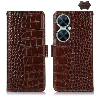 For Huawei Nova 11i / Enjoy 60 Pro /  Crocodile Top Layer Cowhide Leather Phone Case(Brown) - Huawei Cases by buy2fix | Online Shopping UK | buy2fix