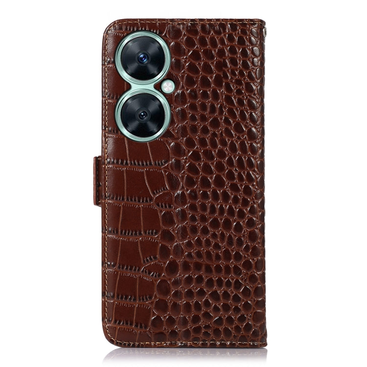 For Huawei Nova 11i / Enjoy 60 Pro /  Crocodile Top Layer Cowhide Leather Phone Case(Brown) - Huawei Cases by buy2fix | Online Shopping UK | buy2fix