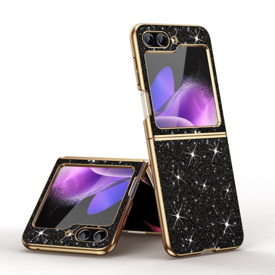 Pour Samsung Galaxy Z Flip5 Étui de téléphone antichoc pailleté par galvanoplastie (noir)
