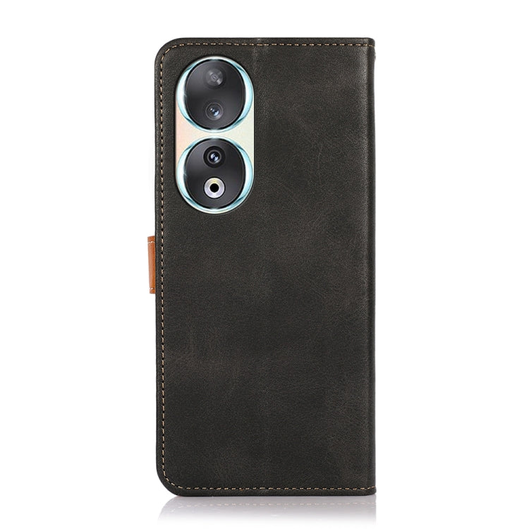 For Honor 90 KHAZNEH Dual-color Cowhide Texture Flip Leather Phone Case(Black) - Honor Cases by buy2fix | Online Shopping UK | buy2fix
