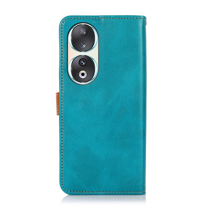 For Honor 90 KHAZNEH Dual-color Cowhide Texture Flip Leather Phone Case(Blue) - Honor Cases by buy2fix | Online Shopping UK | buy2fix