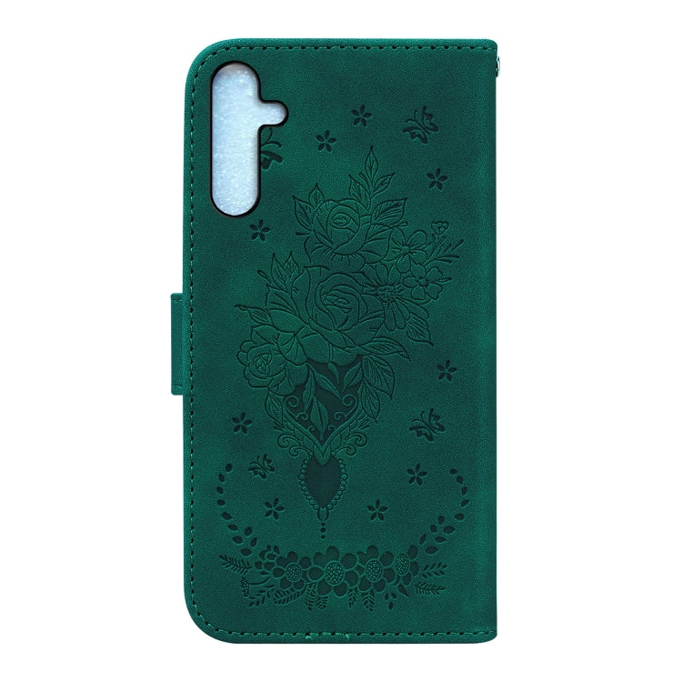 For Samsung Galaxy A25 5G Butterfly Rose Embossed Leather Phone Case(Green) by buy2fix
