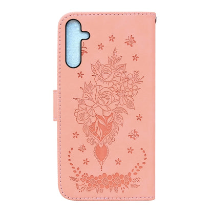 For Samsung Galaxy A25 5G Butterfly Rose Embossed Leather Phone Case(Pink) by buy2fix