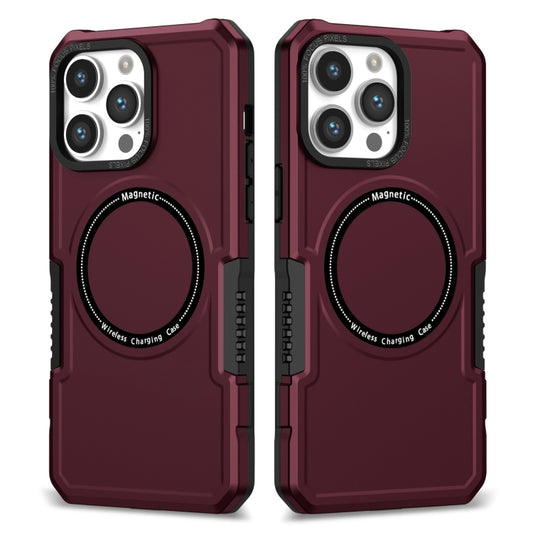 For iPhone 15 Pro Max Shockproof Armor MagSafe Phone Case(Wine Red) - iPhone 15 Pro Max Cases by buy2fix | Online Shopping UK | buy2fix