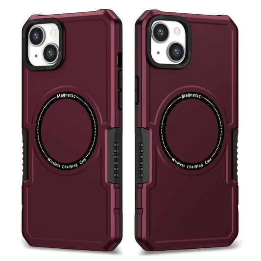 For iPhone 15 Shockproof Armor MagSafe Phone Case(Wine Red) - iPhone 15 Cases by buy2fix | Online Shopping UK | buy2fix
