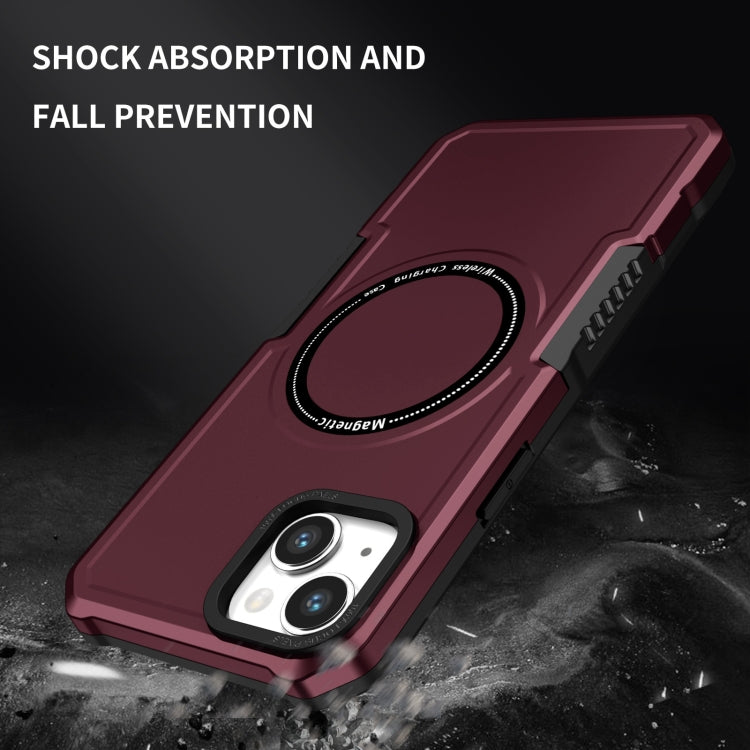 For iPhone 15 Shockproof Armor MagSafe Phone Case(Wine Red) - iPhone 15 Cases by buy2fix | Online Shopping UK | buy2fix
