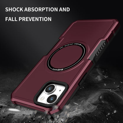 For iPhone 15 Shockproof Armor MagSafe Phone Case(Wine Red) - iPhone 15 Cases by buy2fix | Online Shopping UK | buy2fix