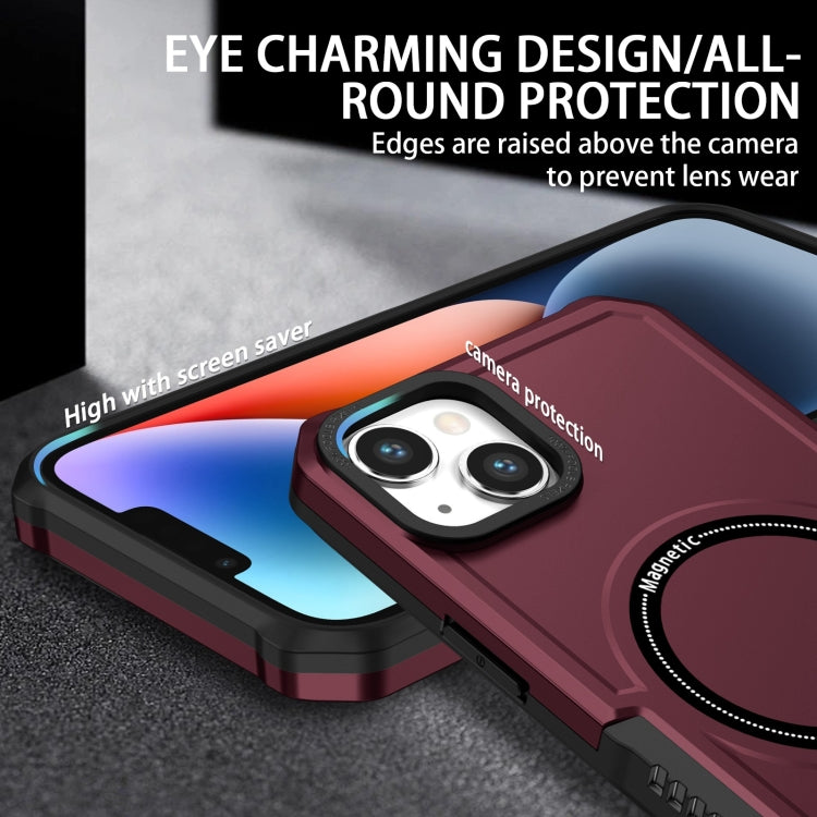For iPhone 15 Shockproof Armor MagSafe Phone Case(Wine Red) - iPhone 15 Cases by buy2fix | Online Shopping UK | buy2fix