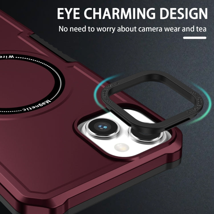 For iPhone 15 Shockproof Armor MagSafe Phone Case(Wine Red) - iPhone 15 Cases by buy2fix | Online Shopping UK | buy2fix